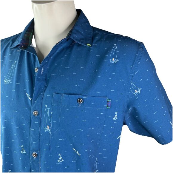 William Murray Mens M Golf Performance Button Down Shirt Sailboat Nautical - Picture 3 of 11